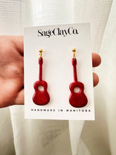 Load image into Gallery viewer, Acoustic Guitar Dangles • TS Red Inspired | Handmade Polymer Clay Earrings