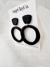 Load image into Gallery viewer, Sparkly Black Hoop Studs • TS Reputation Album Inspired | Handmade Polymer Clay Earrings