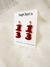 Load image into Gallery viewer, “13” Dangles • TS Red Inspired | Handmade Polymer Clay Earrings