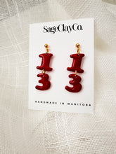 Load image into Gallery viewer, “13” Dangles • TS Red Inspired | Handmade Polymer Clay Earrings