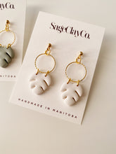 Load image into Gallery viewer, Palm Leaf Dangles | Handmade Polymer Clay Earrings