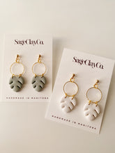 Load image into Gallery viewer, Palm Leaf Dangles | Handmade Polymer Clay Earrings