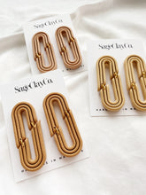 Load image into Gallery viewer, Retro Double Rainbow | Desert Sands Collection | Handmade Polymer Clay Earrings