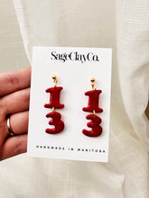 Load image into Gallery viewer, “13” Dangles • TS Red Inspired | Handmade Polymer Clay Earrings
