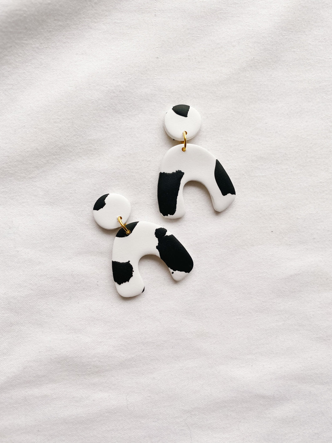 Cowprint Polymer Clay Earrings