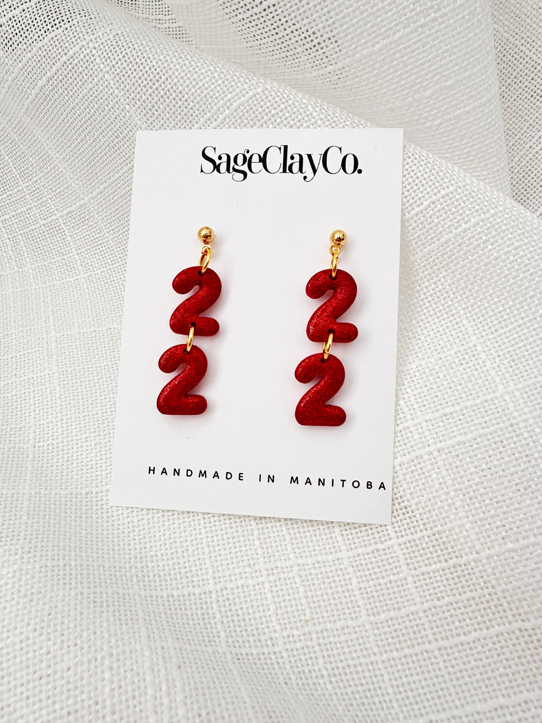 Sparkly 22 Red • TS Red Album Inspired | Handmade Polymer Clay Earrings