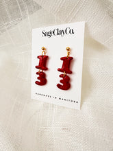 Load image into Gallery viewer, “13” Dangles • TS Red Inspired | Handmade Polymer Clay Earrings

