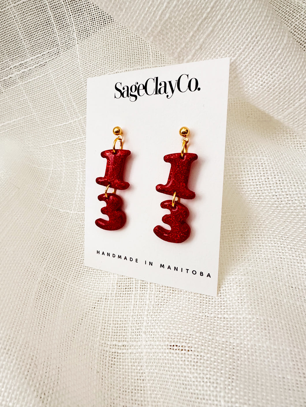 “13” Dangles • TS Red Inspired | Handmade Polymer Clay Earrings